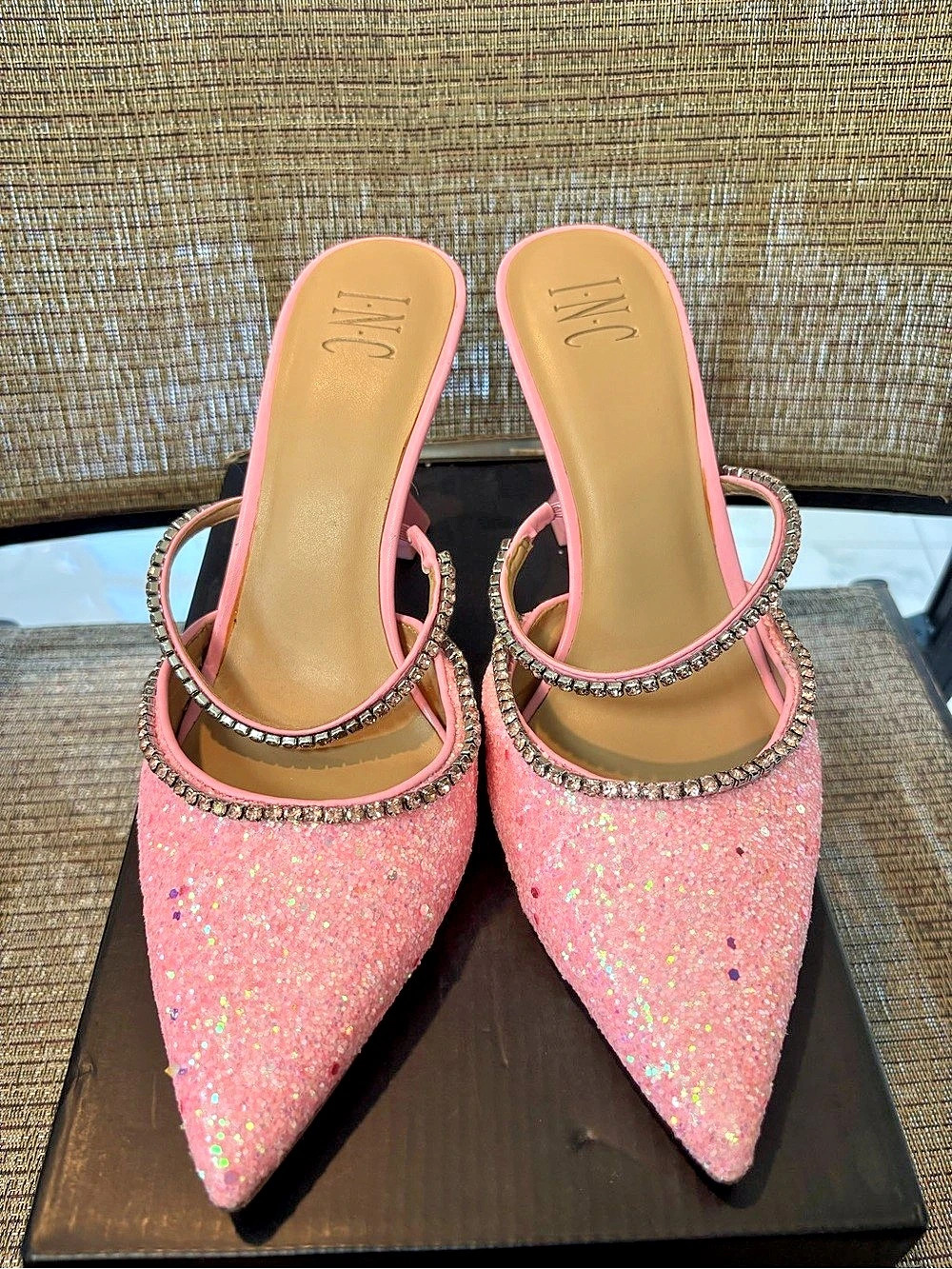 INC International Concepts Rhinestone Glitter Pink Heels